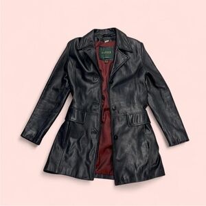 Danier Women's Black Leather Button-Front Coat